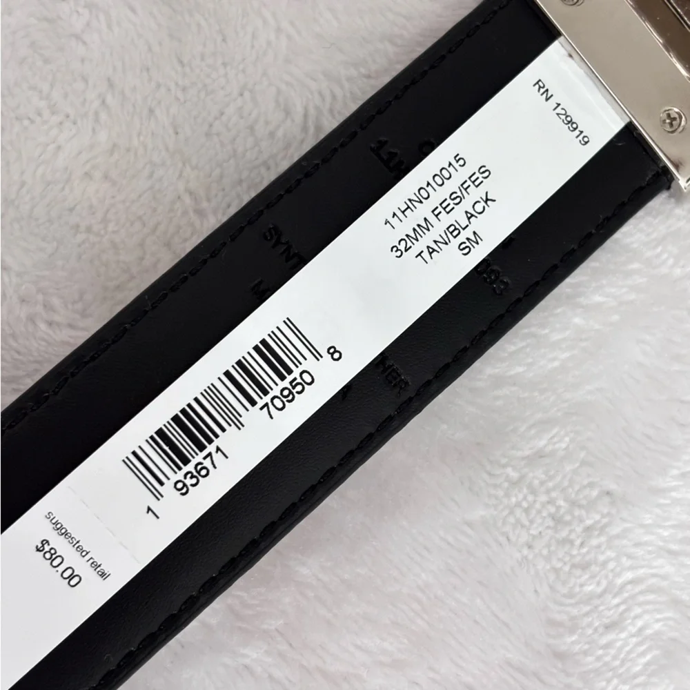 COLE HAAN Men's Classic Reversible Feather Edge Leather Belt--NWT--S